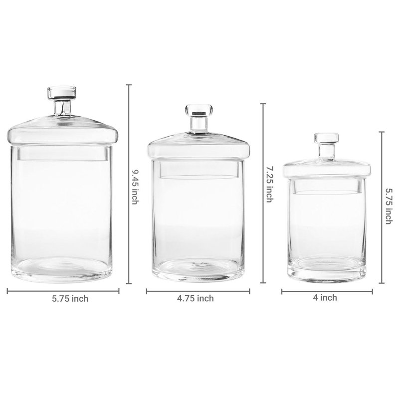 MyGift Glass 3 Piece Bathroom Storage Container Wayfair